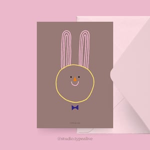 Carte de Pâques / LAPIN / Belle carte avec lapin de Pâques en cadeau pour maman et papa pour Pâques, carte postale avec enveloppe dans un ensemble