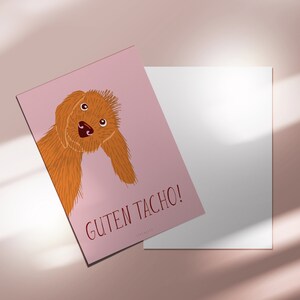 Postkarte / Guten Tacho / Witzige Karte mit Hund für Freundin oder Freund Grußkarte für Hundeliebhaber Basset Fauve de Bretagne Dackel Bild 4
