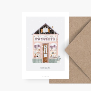 Carte de Noël / MAGASINS D'HIVER NO. 5/ Carte de Noël simple et belle - carte de voeux pour l'Avent pour la famille, les amis et les collègues
