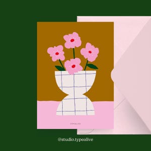 Carte pour Pâques / VASE À FLEURS NO. 1/ Belle carte comme cadeau pour maman et papa ou amis pour Pâques, anniversaire ou anniversaire