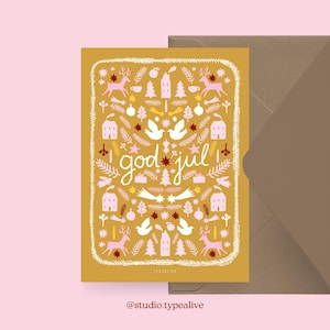 Carte de Noël / NOËL SUÈDE NO. 2/ Carte de Noël simple et belle - carte de voeux pour l'Avent pour la famille, les amis