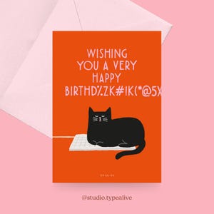 Cartão de aniversário/GATO DE ANIVERSÁRIO NO. 2 / Cartão de aniversário engraçado para gatos - Cartão postal engraçado com envelope, cartão de felicitações perfeito para mães de gatos imagem 2
