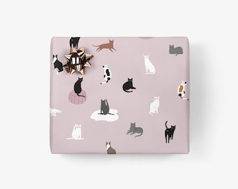 Inpakpapier / Petisfaction "CATS" / cadeauvellen met katten, mooi inpakpapier voor kattenliefhebbers, verjaardag, Kerstmis, kattenliefhebbers