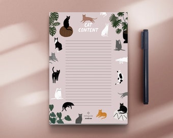 To-do pad / Petisfaction "CATS" / bloc-notes A5, parfait comme liste de courses, to-do list, cadeau amusant pour les amoureux des chats