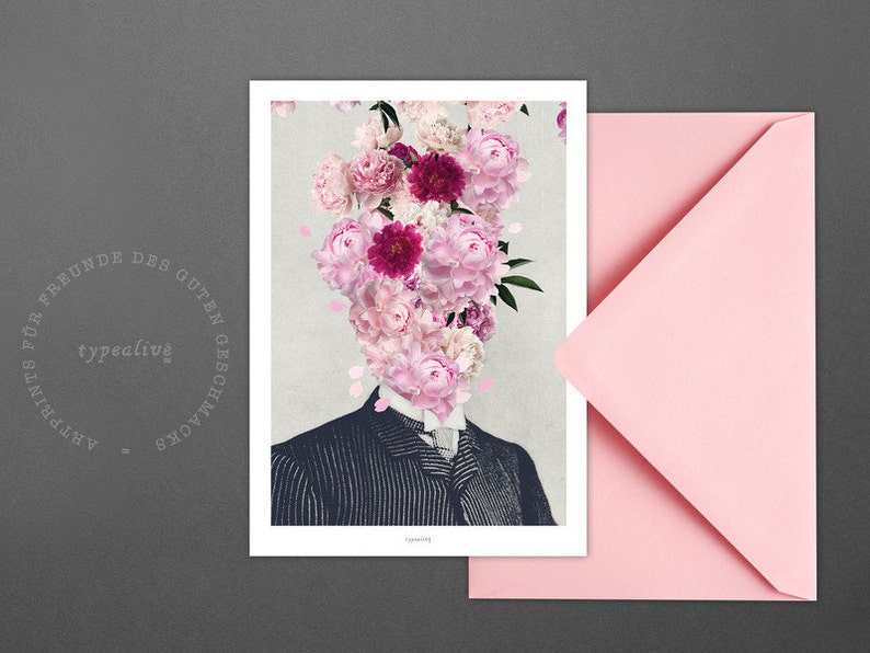 Postkarte Good Vibrations / Flower, Pink, Blossom, Card, Postcard, Greeting Card, Envelope, Present, Message, Letter image 1