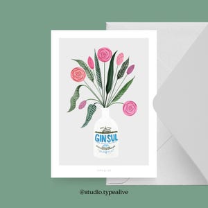 Biglietto di Pasqua / GINSPIRATION NO. 3 / Bellissimo biglietto da regalare a mamma e papà per Pasqua, compleanni o anniversari, per gli appassionati di gin