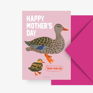 Postcard / Fav / Funny card for mothers as a gift for Mother's Day with funny saying Mother's Day card, duck, chick