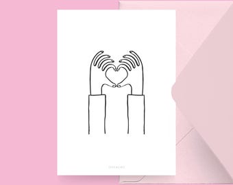 Liebes-Karte / HEART YOU / Lustige und schöne Valentinstagskarte, zum Jubiläum, mit Herz-Illustration – für den Partner, Freundin oder Mama