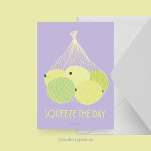 Liebes-Karte / SQUEEZE THE DAY / Lustige und schöne Valentinstagskarte, zum Jubiläum, mit witzigem Spruch – für den Partner