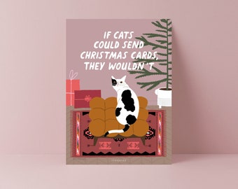 Christmas card / C016 No Christmas Cards / funny Christmas card with cat for cat owners gift funny saying for friends