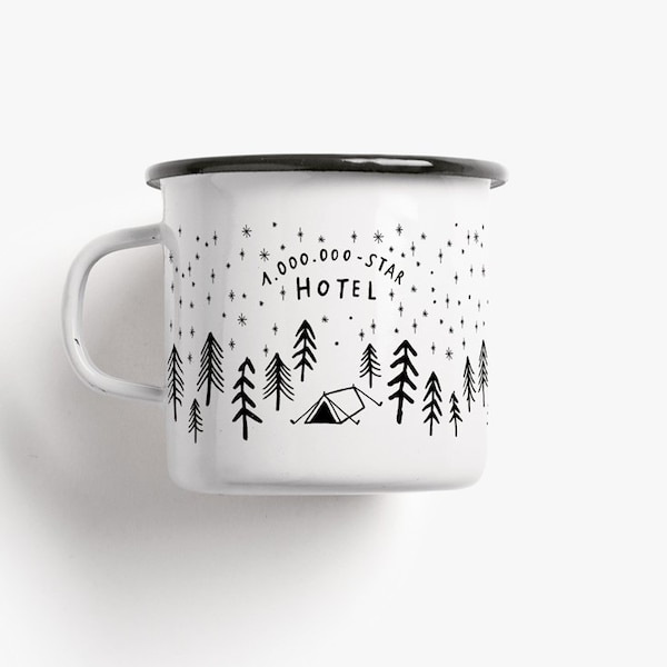 Tasse aus Emaille / 1.000.000 STARS / Tasse mit Spruch, personaliert, witzige Camping Tasse für Freund, Freundin, Geburtstag, Weihnachten