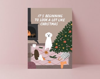 Weihnachtskarte / D020 Like Christmas / witzige Karte zu Weihnachten Hund für Hundehalter als Geschenk mit lustigem Spruch Pudel Havaneser