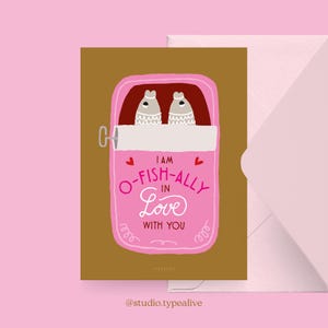 Liebes-Karte / O-FISH-ALLY / Lustige und schöne Valentinstagskarte, zum Jubiläum, mit witzigem Spruch – perfekt für den Partner
