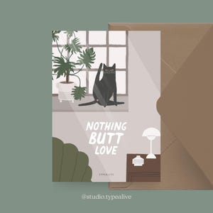 Carte Saint Valentin / Pétisfaction "Cats" BUTT LOVE / jeu de cartes postales chat, carte drôle pour la Saint Valentin avec chat, carte pour les fans de chats