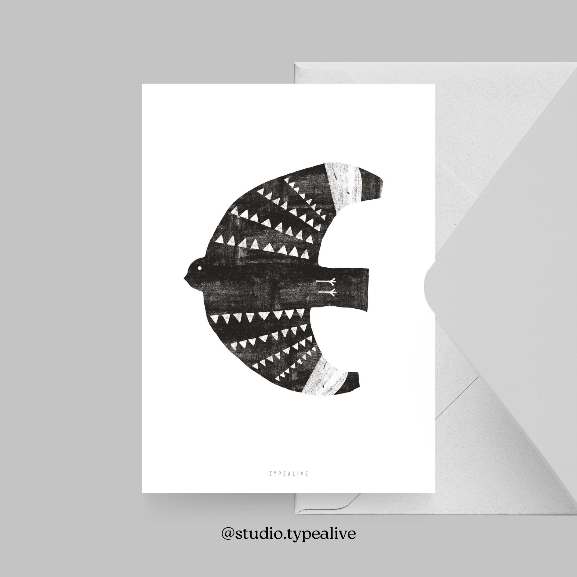Card for various occasions / OFF TO NO. 3 / Postcard for many occasions – as a greeting or invitation for friends and family, bird, free