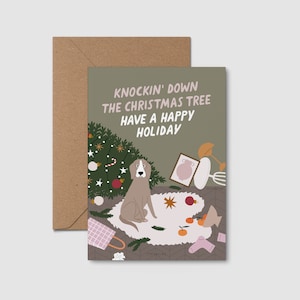 Weihnachtskarte / D005 Knockin Down / witzige Karte zu Weihnachten Hund für Hundehalter als Geschenk mit lustigem Spruch für Hunde Liebhaber Bild 4