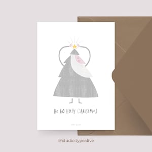 Carte de Noël / HO HO HOLY / Carte simple et belle pour Noël - carte de vœux pour l'Avent pour la famille, les amis et les collègues