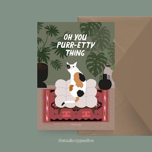 Geburtstagskarte / Petisfaction "Cats" PURR-ETY / Postkarten Set Katze, lustige Geburtstagskarte mit Katze, Postkarte für Katzenfans