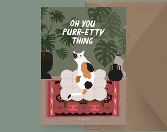Carte d'anniversaire / Pétisfaction « Chats » PURR-ETY / Set de cartes postales chat, carte d'anniversaire amusante avec chat, carte postale pour les fans de chats