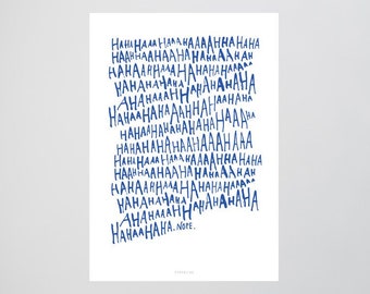 Nope / Hahaha, Lachen, Nein, Typography Art, Kunstdruck Poster, Wall-Art