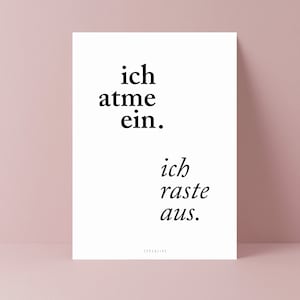 Postkarte / Ich Atme Ein / Lustige Karte mit Spruch typografische karte beste Freundin oder Familie Ich raste aus Yoga Bild 3