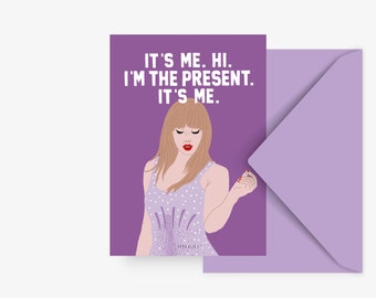 Postcard / It's Me / funny birthday card, purple, present, for mom, girlfriend or boyfriend