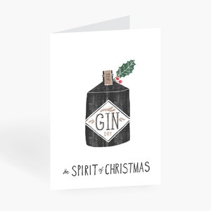 Biglietto d'auguri per Natale / SPIRITO DEL N. 2 / Set di cartoline di Natale con busta, gin, biglietto pieghevole per Natale, per mamma o nonna
