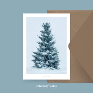 Carte de Noël / SAPIN NEIGE NO. 2/ Carte de Noël simple et belle avec un sapin hivernal - Carte de voeux de l'Avent pour la famille
