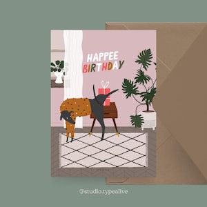 Geburtstagskarte / Petisfaction "Dogs" HAPPEE BIRTHDAY / Postkarten Set Hund, lustige Geburtstagskarte mit Hund, Postkarte für Hundefans