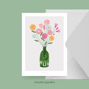 Carte de félicitations / SUMMERBOTTLE / carte postale pour de nombreuses occasions - comme salutation ou invitation pour les amis et la famille, belles fleurs, aquarelle
