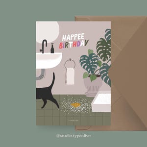 Biglietto d'auguri / Petisfaction "Gatti" HAPPEE BIRTHDAY / set di cartoline gatto, divertente biglietto d'auguri con gatto, cartolina per gli appassionati di gatti