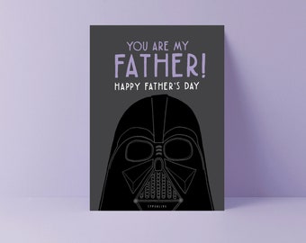 Cartolina divertente / V*der Is Your Father / cartolina divertente per la festa del papà o il compleanno per gli appassionati di fantascienza con un gioco di parole e una frase per papà