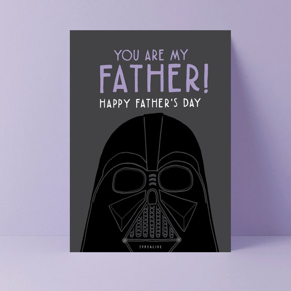 Lustige Postkarte / V*der Is Your Father / witzige Karte zum Vatertag  oder Geburtstag für Sci-Fi Fans mit Wortspiel und Spruch für Papa