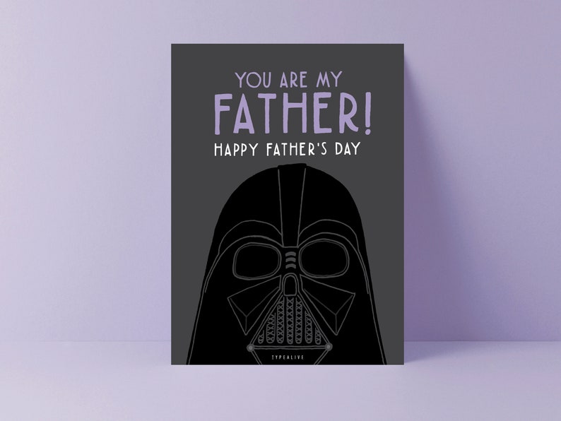 Lustige Postkarte / Vder Is Your Father / witzige Karte zum Vatertag oder Geburtstag für Sci-Fi Fans mit Wortspiel und Spruch für Papa Bild 1