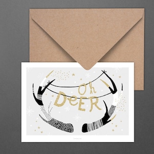 Carte de Noël / OH DEER / Carte simple et belle pour Noël - carte de vœux pour l'Avent pour la famille, les amis et les collègues