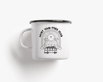 Tasse aus Emaille / JOINT VAN-TURE / Tasse mit Spruch, personaliert, witzige Camping Tasse für Freund, Freundin, Geburtstag, Weihnachten