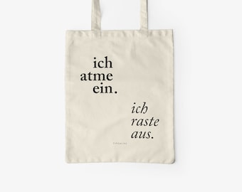 Katoenen tas / I BREATHE IN / Eco stoffen tas, draagtas met grappig gezegde, canvas tas om te winkelen, als cadeau voor je vriendin