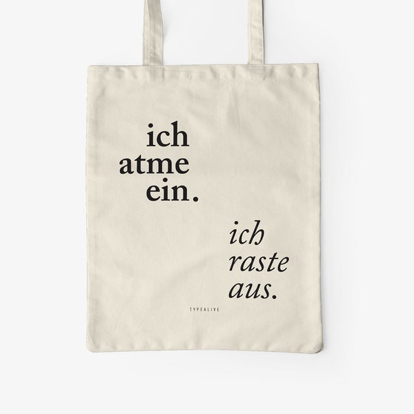 Cotton bag / I BREATHE IN / Eco fabric bag, tote bag with a funny saying, canvas bag for shopping, as a gift for your girlfriend