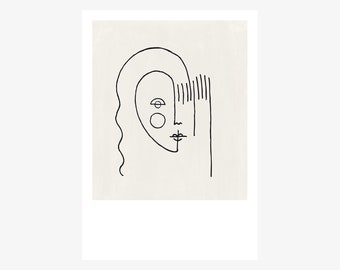 Faces No. 4 / Poster Gesicht One Line Art Print Minimalistischer Druck im Scandi Stil Geschenk zum Geburtstag Bild Vintage Stil Geometrisch