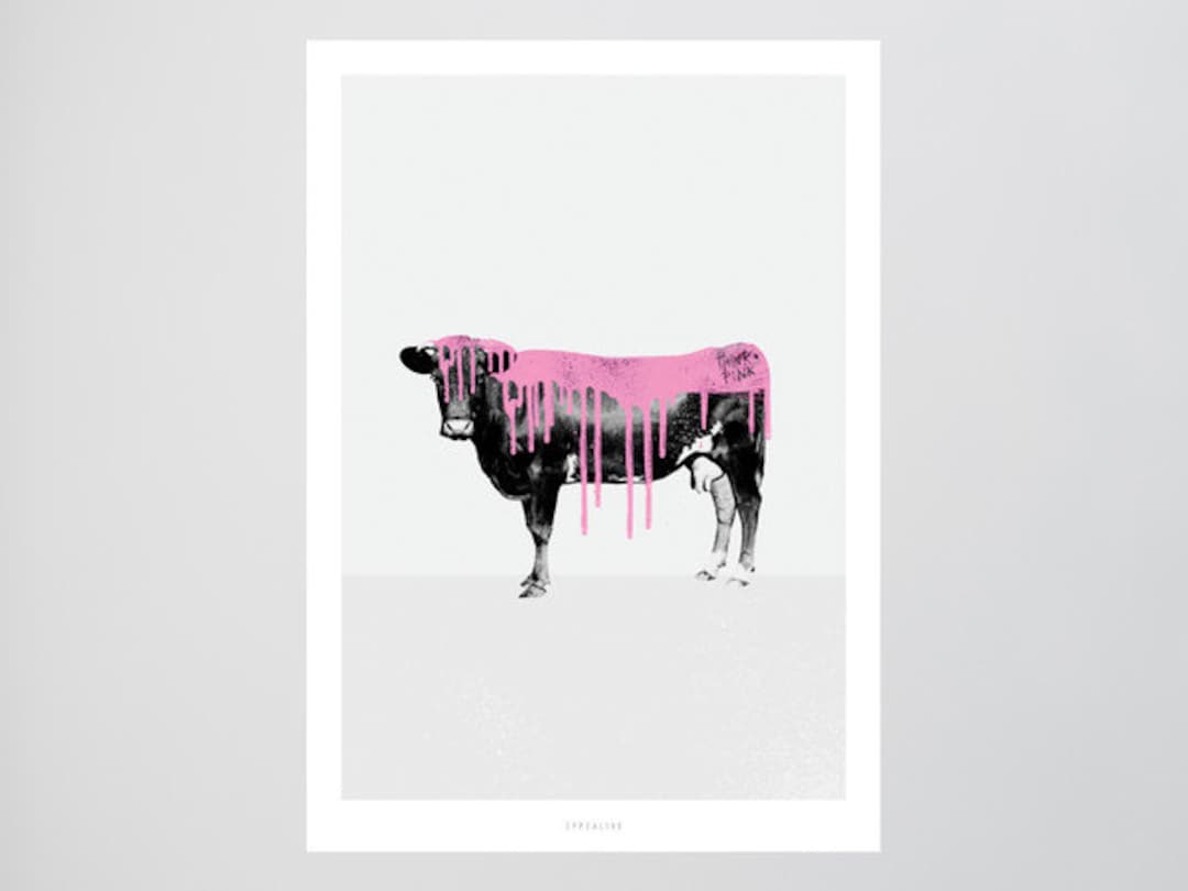 Pink Cow / Paint, Art, Color, Typography Art, Kunstdruck Poster, Wall-art -   Canada