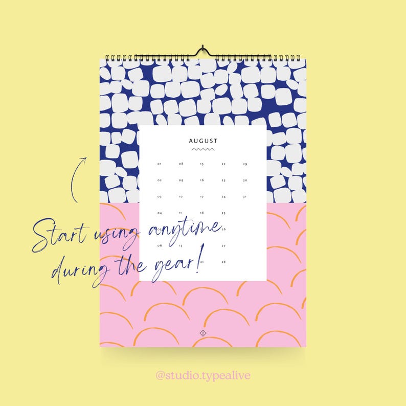 Wandkalender / PATTERN / Kalender für 2025, buntes Blumenmuster