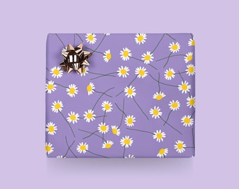 Geschenkpapier / DAISIES / Süße Geschenkbögen mit Blüten, für Mama, zu Weihnachten, Hochzeit, Geburtstag – schöne Geschenkverpackung
