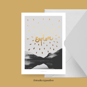 Carte postale / EXPLORE / Belle carte de vœux avec dicton et paysage – idée cadeau pour les amis, la famille et les collègues qui partent en voyage