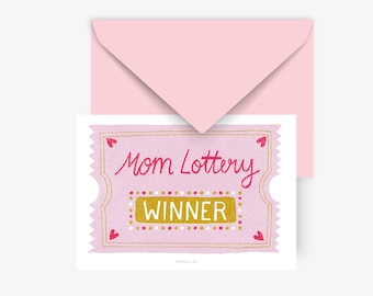 Postkarte / Mom Lottery / Lustige Karte zum Muttertag als Gutschein oder Geschenk für Mütter