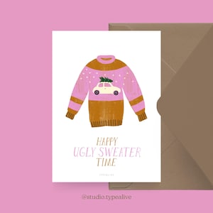 Carte de Noël / PULL LAID NO. 3/ Carte postale amusante pour Noël avec un dicton amusant - pour les amis, la famille, les collègues