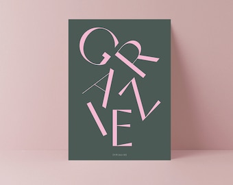 Postcard / Grazie / Retro card Thank You for Lovers Birthday Card for her I Love You Valentine's Day typographic Greeting Card