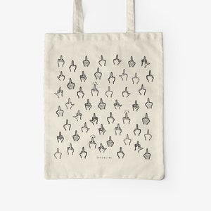 Baumwolltasche / F&K YOU / Öko-Stofftasche mit langen Henkeln, perfekt als Leinentasche zum Einkaufen, mit Mittelfinger Bild 1