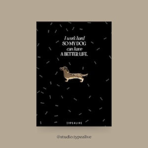 Distintivo / SOLID "So My Dog" / spilla in ottone con cane con biglietto e scritta, come portafortuna, regalo di Natale o compleanno