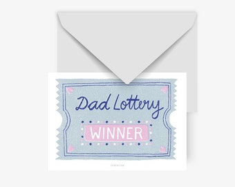 Postkarte / Dad Lottery / Lustige Karte als Gutschein Geschenk für Väter Vatertag