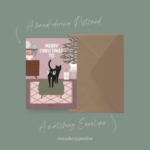 Carte de Noël / Pétisfaction "Chats" VOUS / Carte de Noël amusante avec chat - Carte de voeux amusante pour les fans de chats, disant "Joyeux Noël" image 3